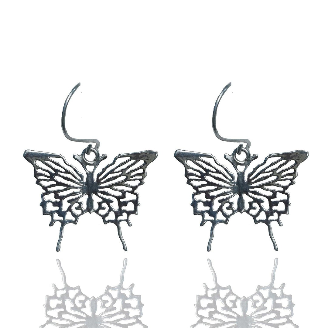 Silver Butterfly Hook Earrings