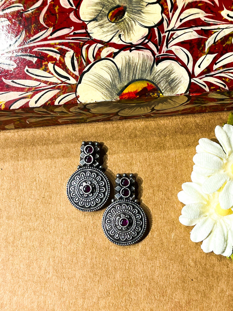 Vyom Oxidised Silver Earrings