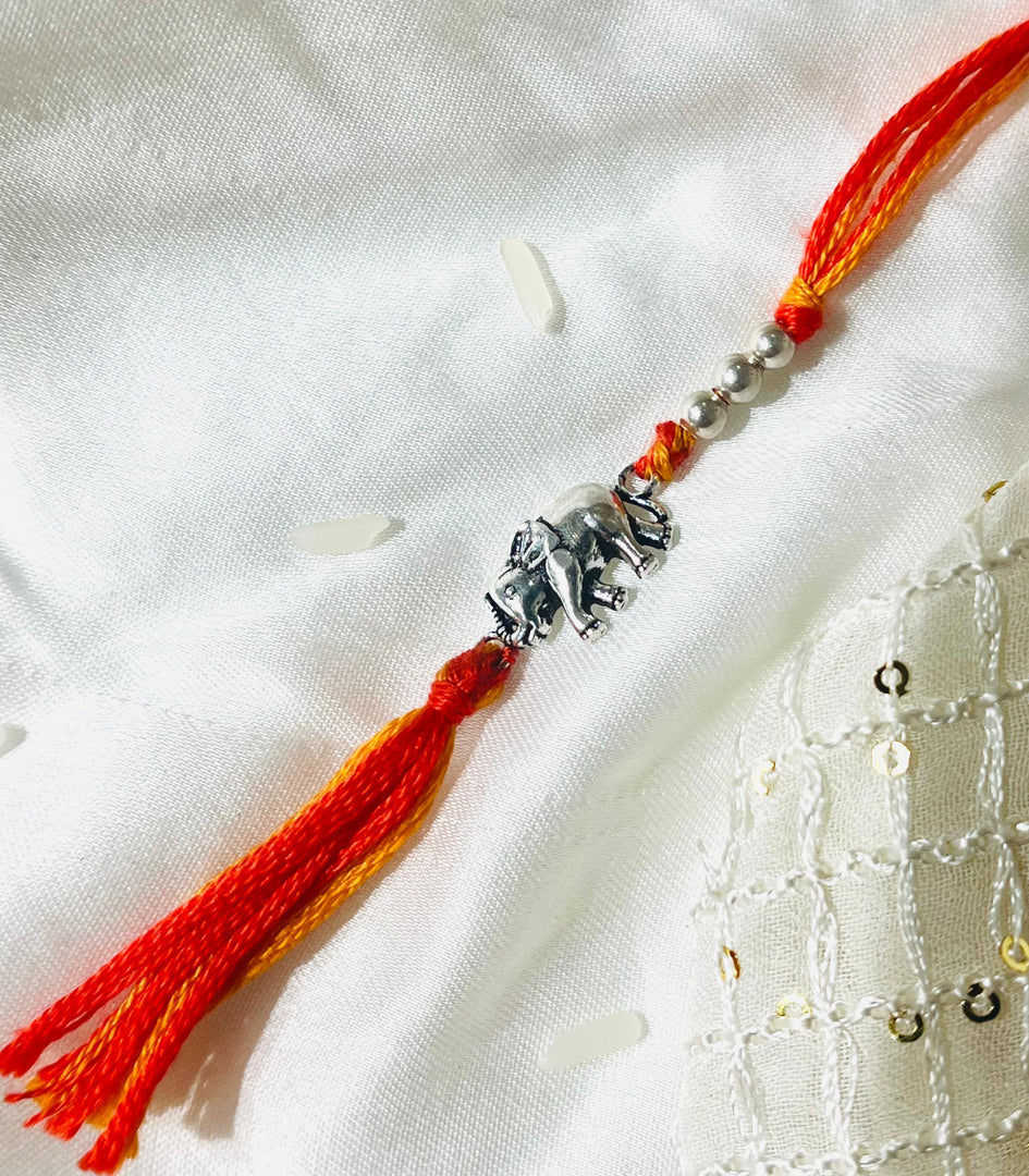 Silver Elephant Lumba Rakhi for Bhabhi