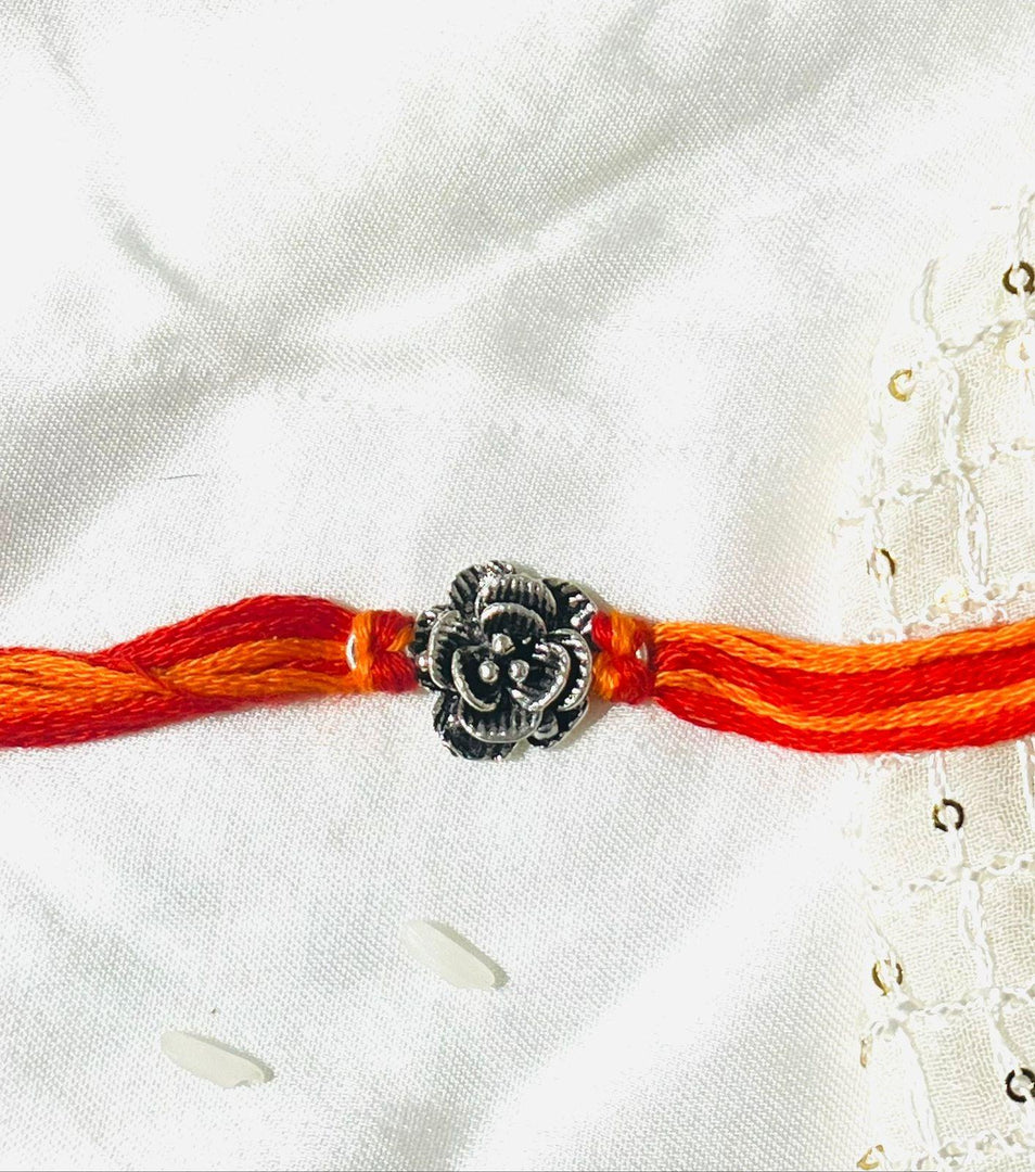 Silver Rose Lumba Rakhi for Bhabhi