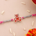 Load image into Gallery viewer, Silver Teddy Bear rakhi for kids
