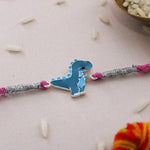 Load image into Gallery viewer, Silver Dinosaur Rakhi for kids
