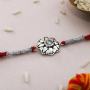 Sliver Aura Flower Rakhi