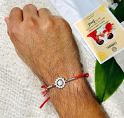 Silver Flower Rakhi with Moti