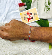 Silver Flower with Diamond Rakhi