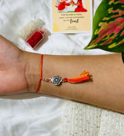 Silver Rose Lumba Rakhi for Bhabhi