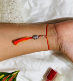 Load image into Gallery viewer, Silver Elephant Lumba Rakhi for Bhabhi
