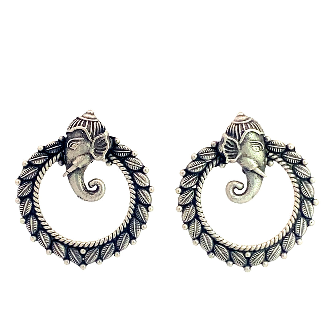 Gaj Yamini Silver Oxidised Earrings