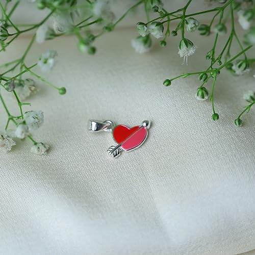 Ontique 925 Silver Heart & Arrow Shaped Pendant For Women