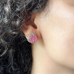 Load image into Gallery viewer, agate-aura-silver-stud-earrings
