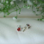 Load image into Gallery viewer, Ontique 925 Silver Burgandy Maroon Studs Earrings For Women
