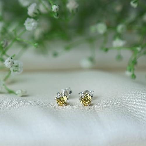 Ontique 925 Silver Lemon Chiffon Studs Earrings For Women