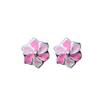 Load image into Gallery viewer, Ontique 925 Silver Pink Flower Shaped Studs Earrings For Kids
