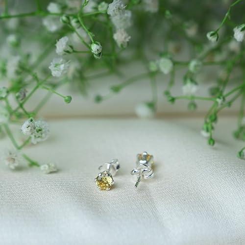 Ontique 925 Silver Lemon Chiffon Studs Earrings For Women