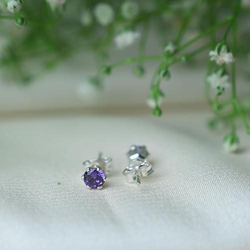 Ontique 925 Silver Lavender Studs Earrings For Women