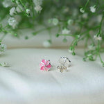 Load image into Gallery viewer, Ontique 925 Silver Pink Flower Shaped Studs Earrings For Kids
