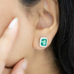 Load image into Gallery viewer, brilliant-silver-green-stud-earrings
