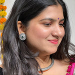 Load image into Gallery viewer, chandramukhi-silver-oxidise-earrings
