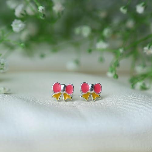 ontique-925-silver-bow-shaped-studs-earrings-for-kids