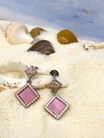 Load image into Gallery viewer, pink-diamond-mop-silver-earrings
