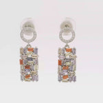 Load and play video in Gallery viewer, Jewel Gleam Long Silver Earrings
