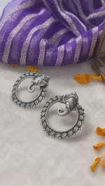 Load and play video in Gallery viewer, Gaj Yamini Silver Oxidised Earrings
