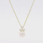 Load and play video in Gallery viewer, Pearl Flower Drop Golden Sterling Silver Pendant Chain
