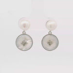 Load and play video in Gallery viewer, White Globe MOP Silver Drop Earrings
