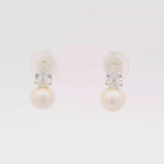 Load and play video in Gallery viewer, Snowy Pearl drop  Silver stud earrings
