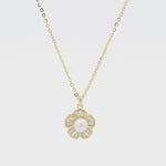 Load and play video in Gallery viewer, Pearl Daffodil Golden Sterling Silver Pendant Chain
