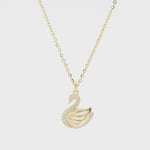 Load and play video in Gallery viewer, Radiant Swan Golden Sterling Silver Pendant Chain
