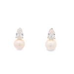 Load image into Gallery viewer, snowy-pearl-drop-silver-stud-earrings
