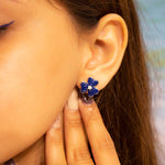 Load image into Gallery viewer, sparkle-sapphire-inviset-silver-earrings
