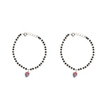 Load image into Gallery viewer, sterling-silver-pure-chandi-black-bead-crystal-strawberry-shape-nazariya-bangle-bracelet-for-kids
