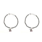 Pure Chandi Black Bead Crystal Cherry Bunch Nazariya - Adjustable Size