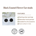 Load image into Gallery viewer, Black Enamel Flower Ear studs with Spike Earrings
