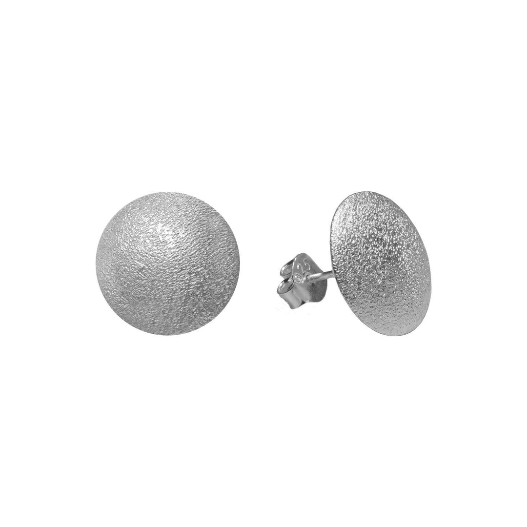 Silver Button Stud Earrings