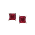 Load image into Gallery viewer, Princess Cut Ruby Stud Earrings
