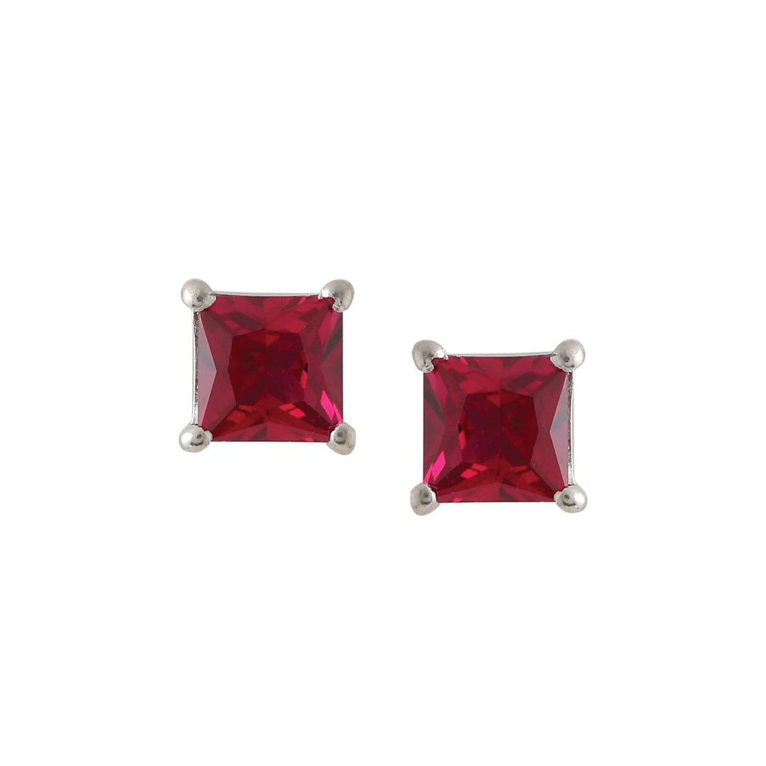 Princess Cut Ruby Stud Earrings