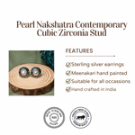 Load image into Gallery viewer, Pearl Nakshatra Contemporary Cubic Zirconia Stud Earrings
