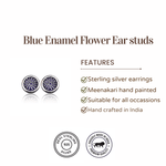 Load image into Gallery viewer, Small Blue Enamel Flower Ear studs with Spikes Earrings
