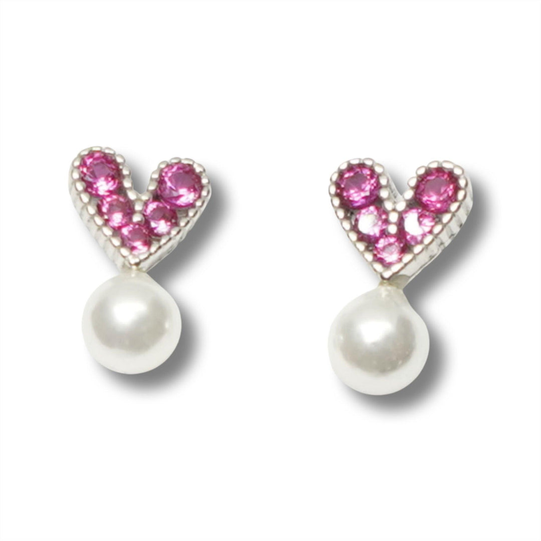 Carmine Hearty pearl Stud Earrings