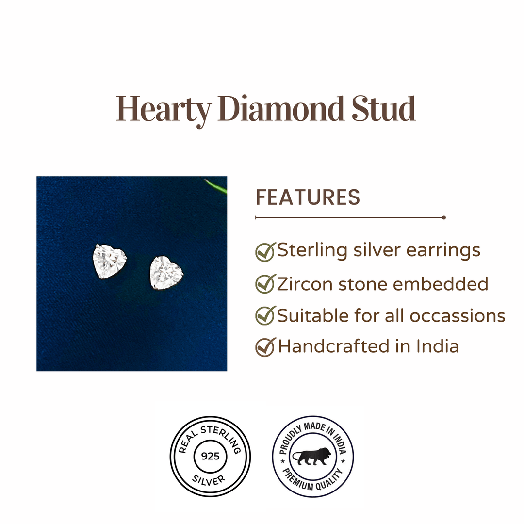 Hearty Diamond Stud Earrings