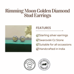 Load image into Gallery viewer, Rimming Moon Golden Swarovski Diamond Stud Earrings
