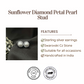 Sunflower diamond petal pearl Stud Earring