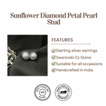 Load image into Gallery viewer, Sunflower diamond petal pearl Stud Earring
