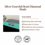 Load image into Gallery viewer, Silver Graceful Heart Swarovski Diamond Studs
