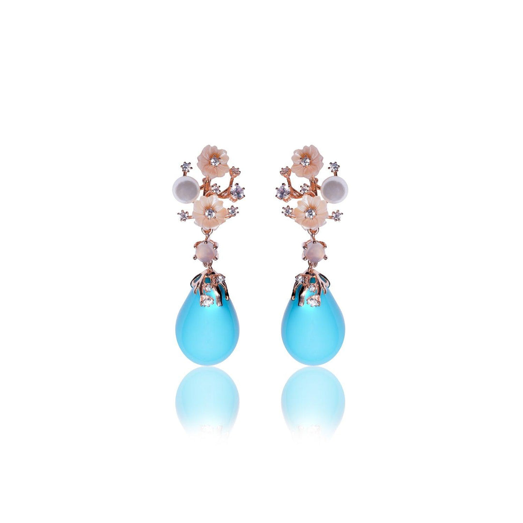 Turquoise Delight rose gold Floral Earrings