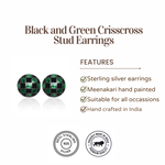 Load image into Gallery viewer, Black and Green Crisscross Stud Earrings for Women
