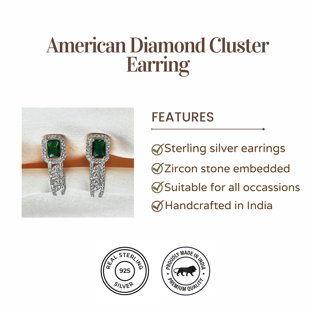 American Diamond Cluster Earrings